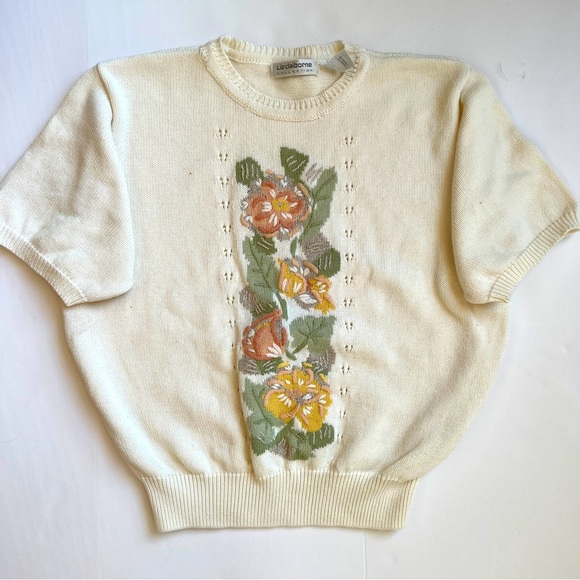 Vintage Liz Claiborne Embroidered Knit Top - Picture 1 of 6